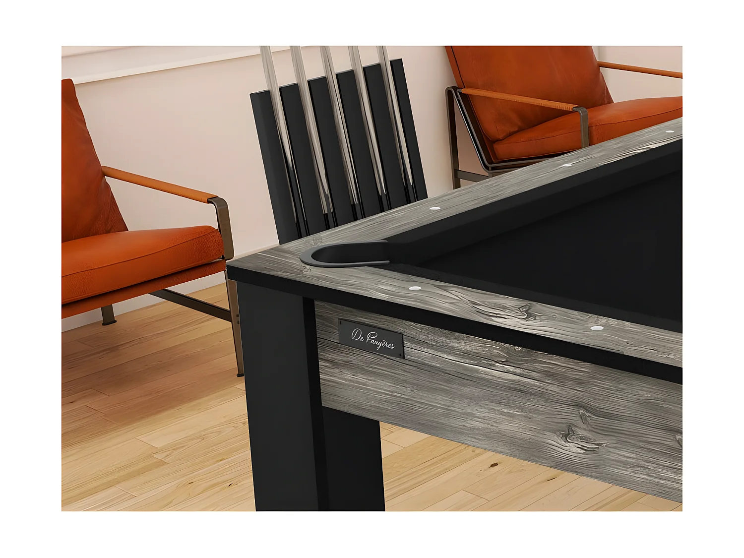 Table de Billard Convertible "Oregon" 213cm Gris & Noir