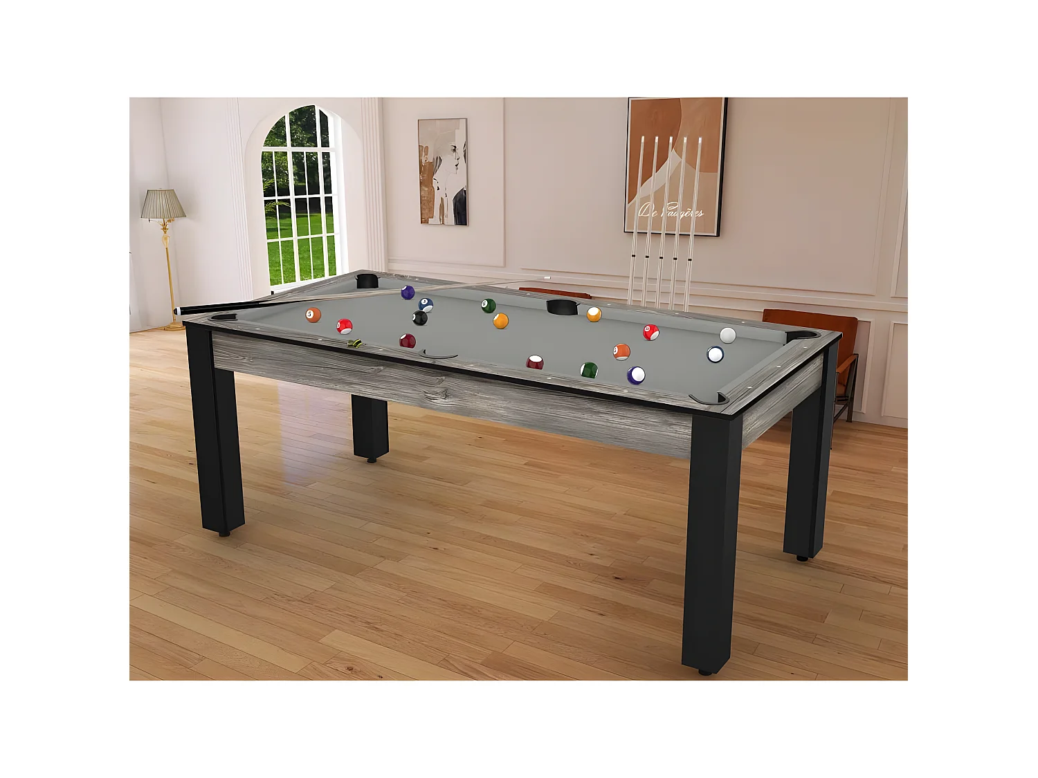 Table de Billard Convertible "Oregon" 213cm Gris