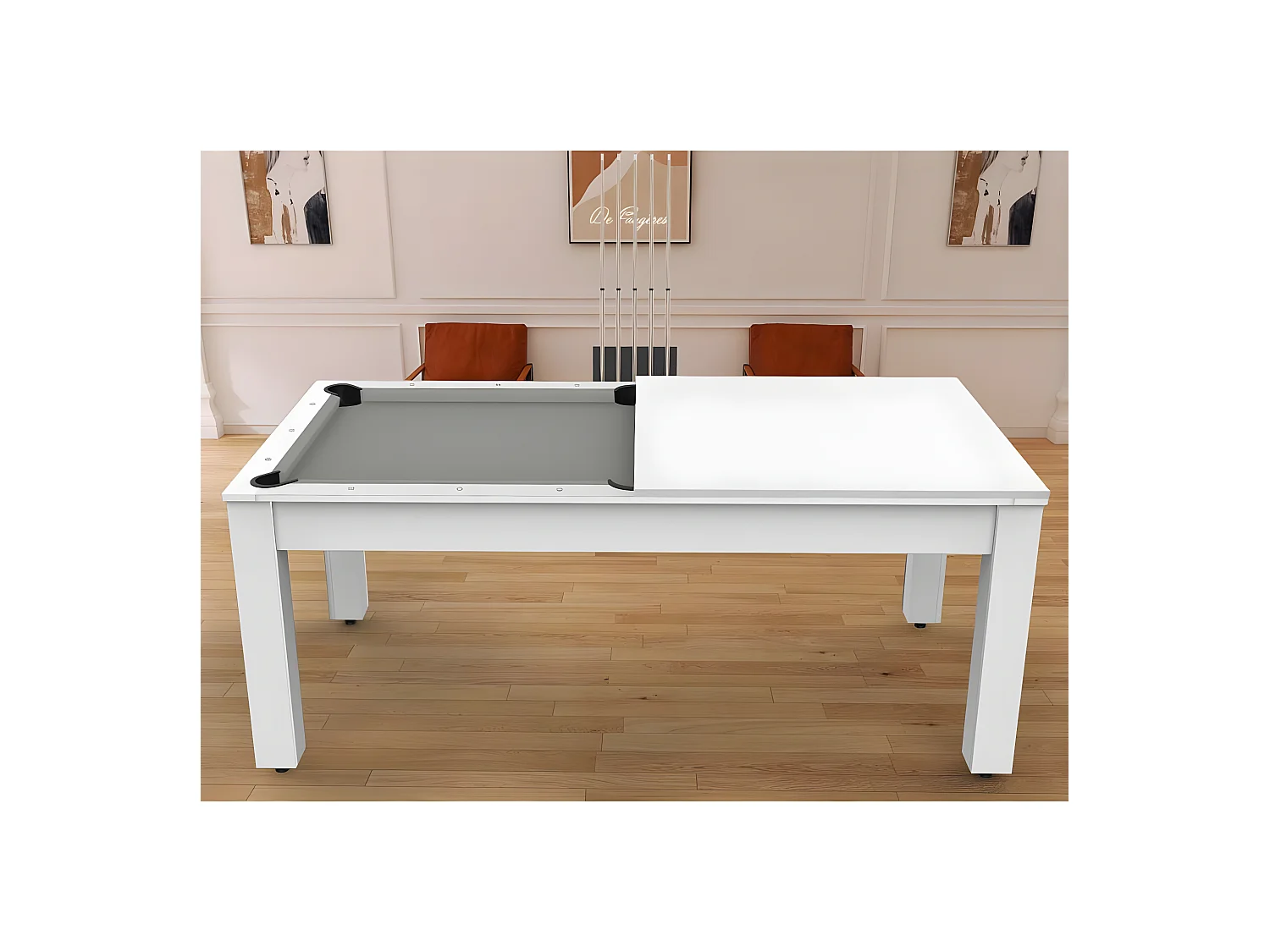 Table de Billard Convertible "Oregon" 213cm Blanc & Gris