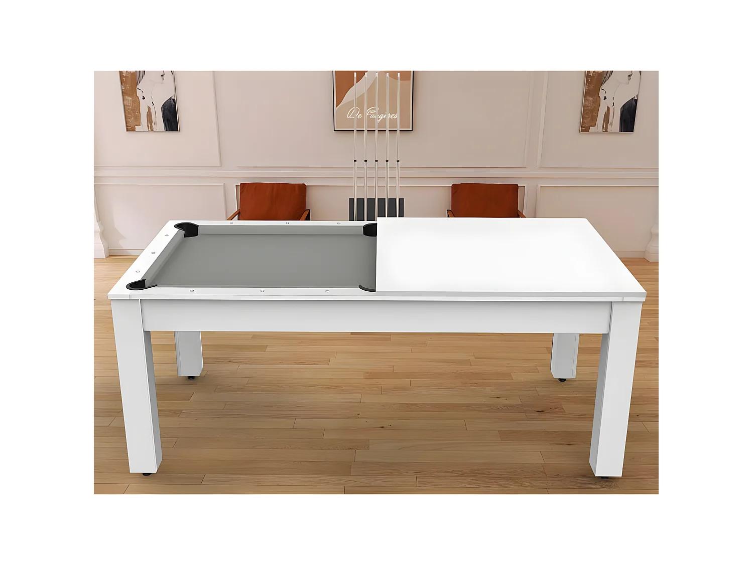 Table de Billard Convertible "Oregon" 213cm Blanc & Gris