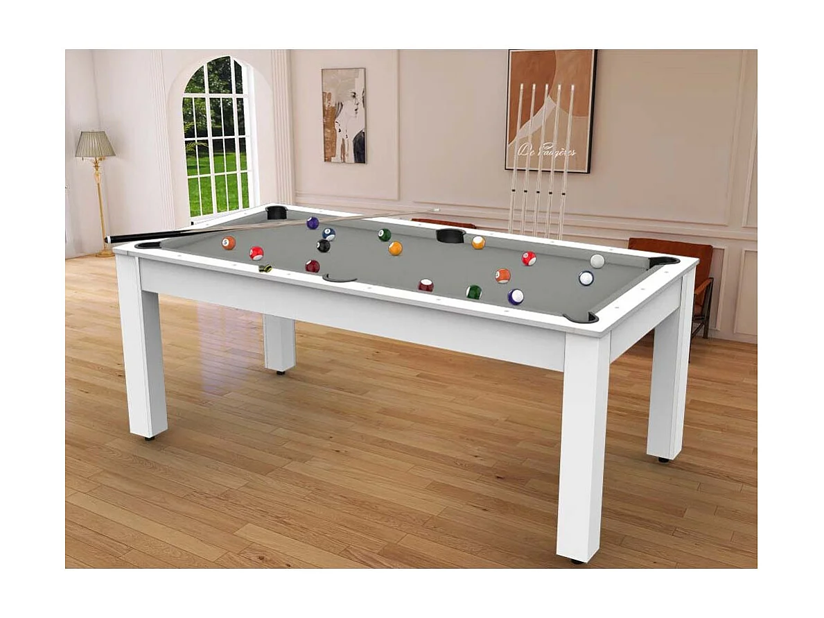 Table de Billard Convertible "Oregon" 213cm Blanc & Gris