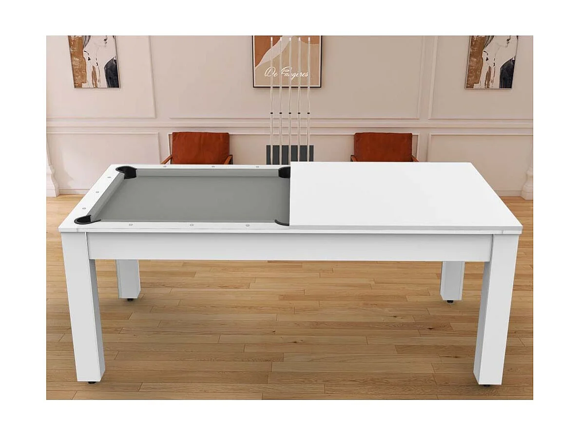 Table de Billard Convertible "Oregon" 213cm Blanc & Gris