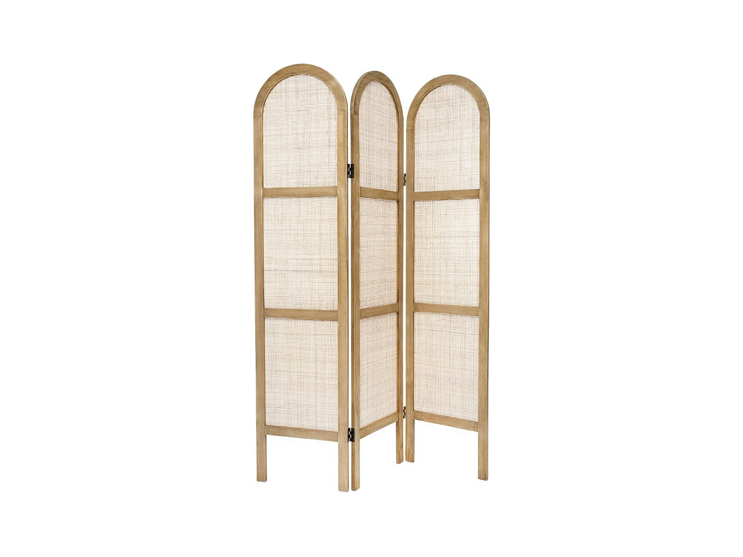 Paravent Cannage en Bois de Paulownia et Rotin H 169.5 cm