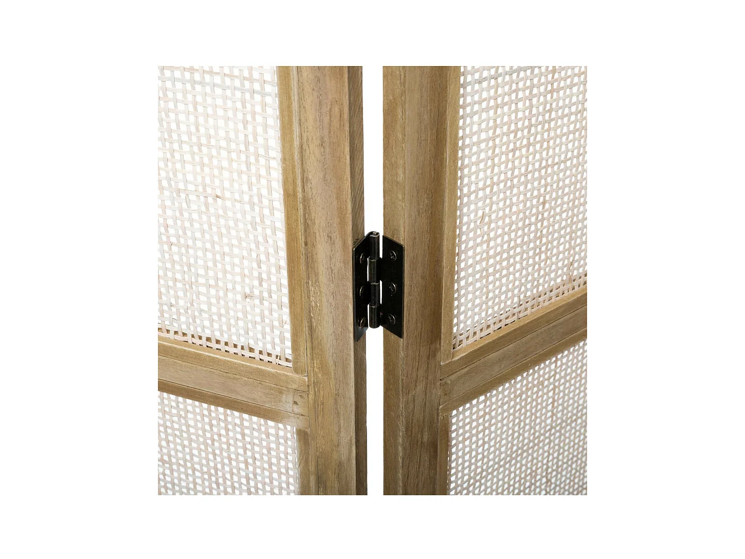 Paravent Cannage en Bois de Paulownia et Rotin H 169.5 cm