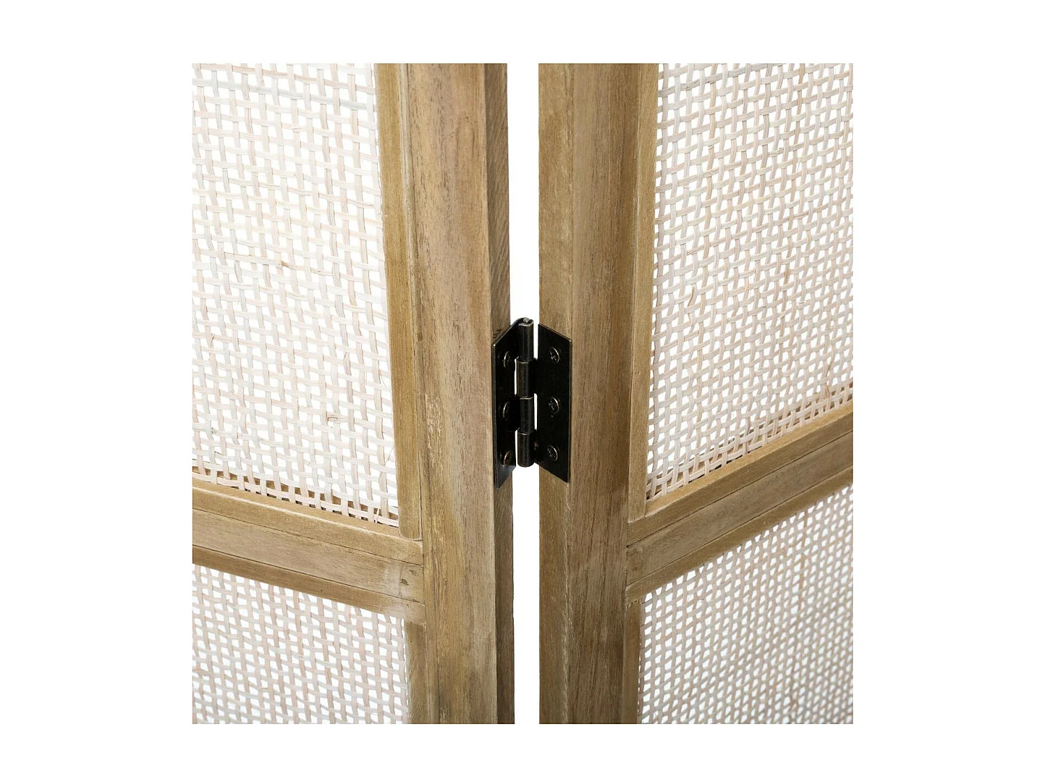 Paravent Cannage en Bois de Paulownia et Rotin H 169.5 cm