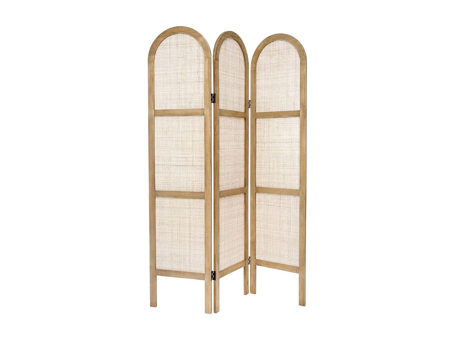 Paravent Cannage en Bois de Paulownia et Rotin H 169.5 cm