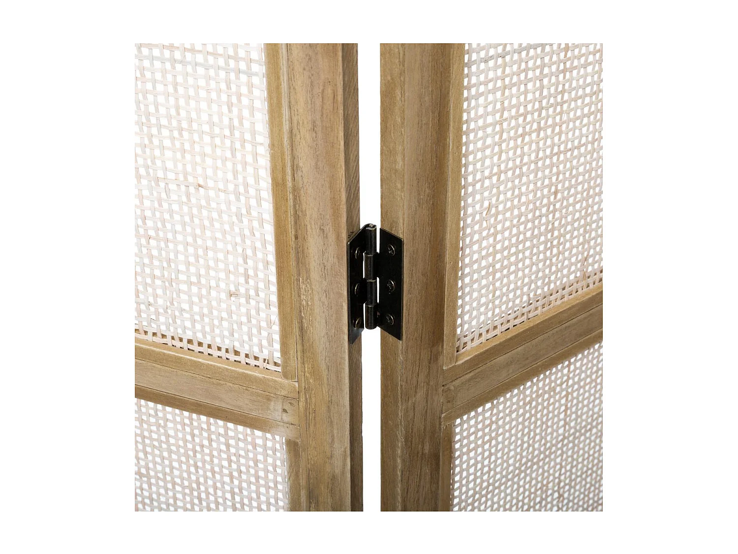 Paravent Cannage en Bois de Paulownia et Rotin H 169.5 cm