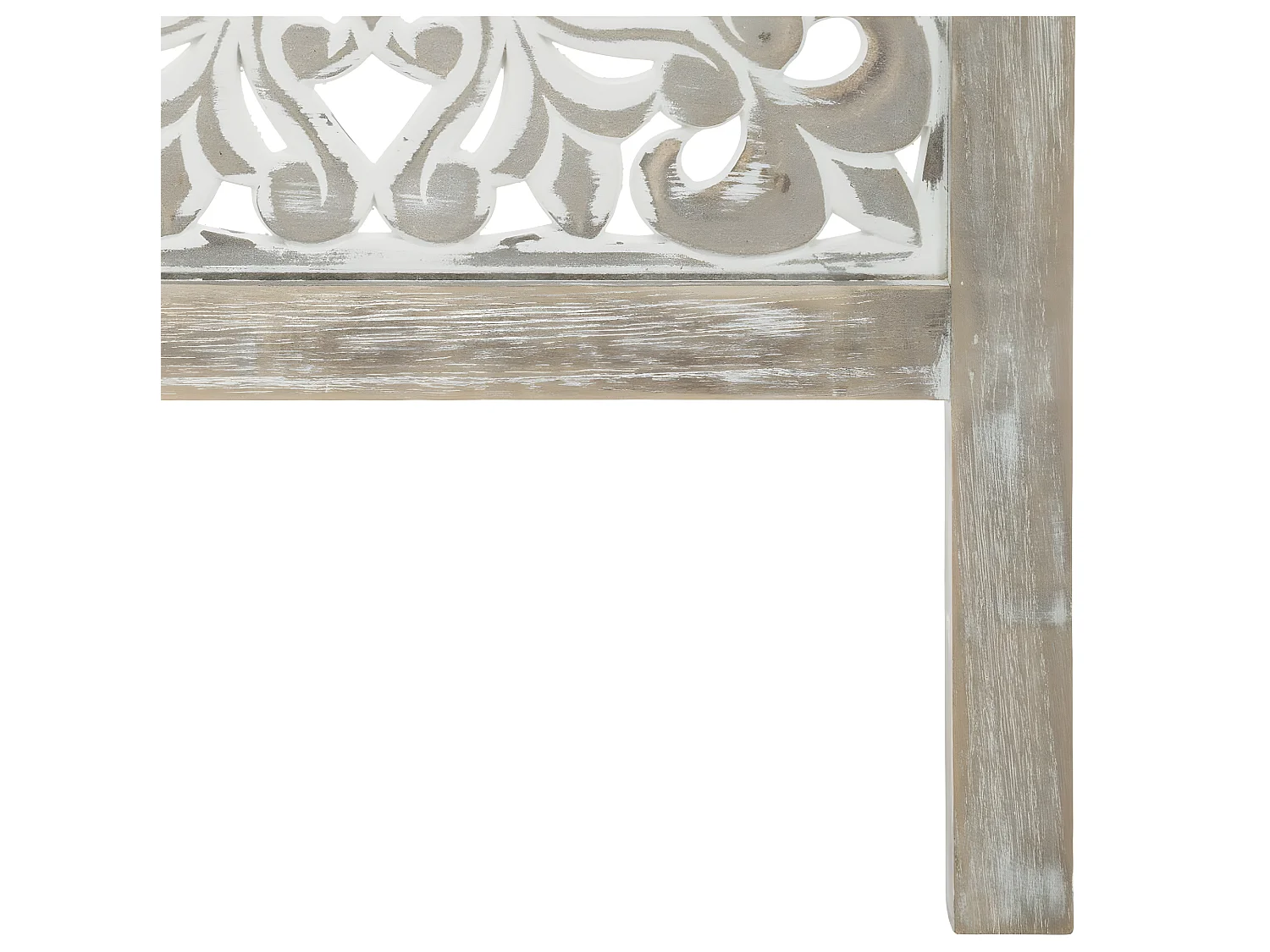 Paravent etnik en Bois sculpté et blanchi H 169 cm