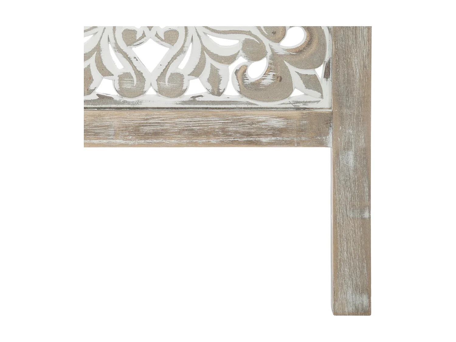 Paravent etnik en Bois sculpté et blanchi H 169 cm