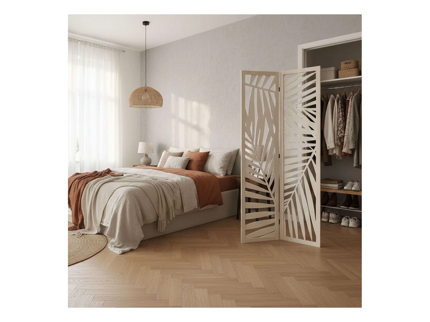 Paravent Design "Contemporain" 120x170cm Blanc