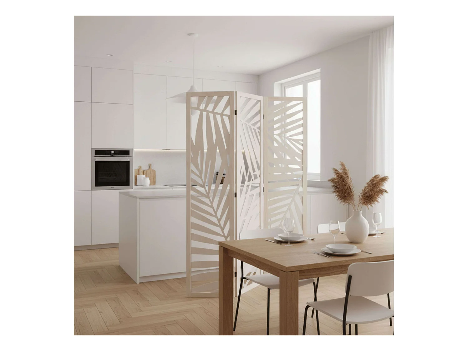 Paravent Design "Contemporain" 120x170cm Blanc