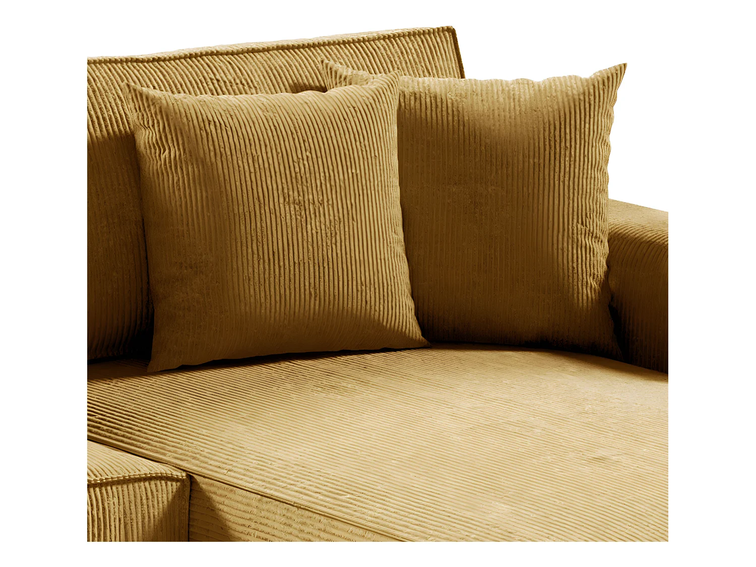 Canapé U 5 places convertible coffre Isaac velours côtelé Jaune