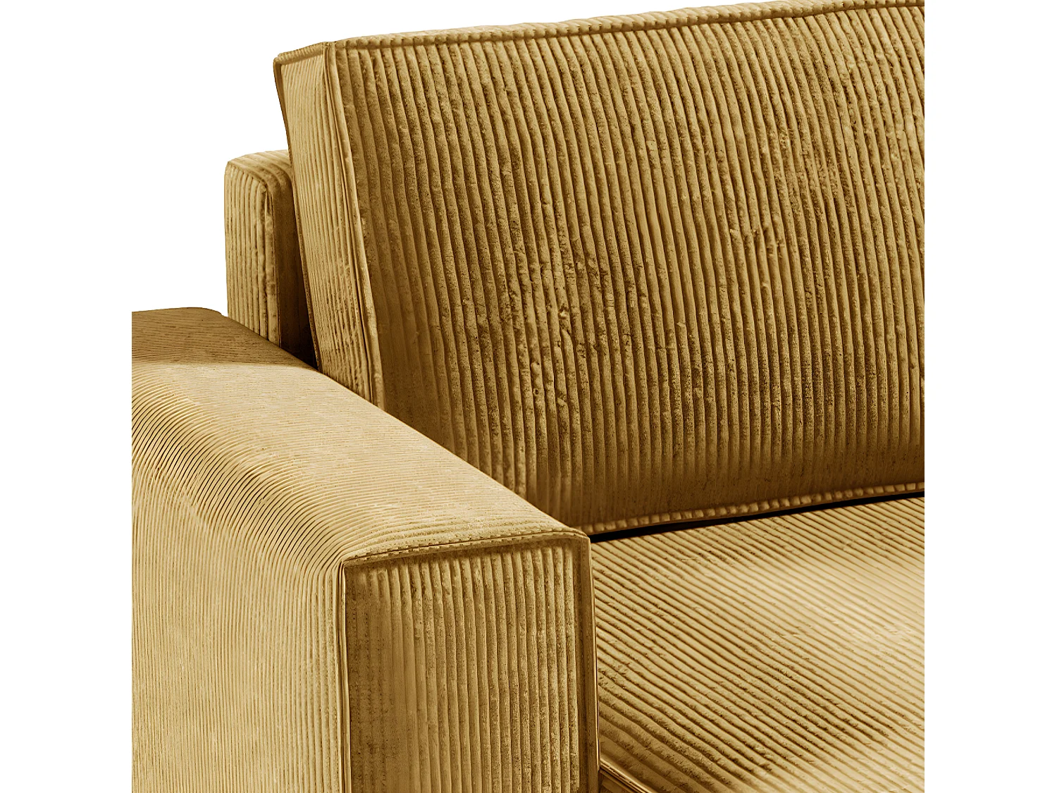 Canapé U 5 places convertible coffre Isaac velours côtelé Jaune