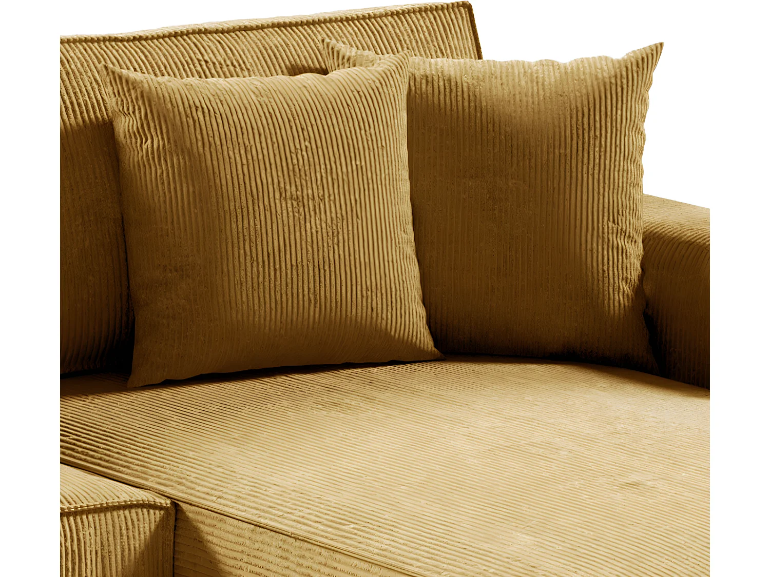 Canapé U 5 places convertible coffre Isaac velours côtelé Jaune