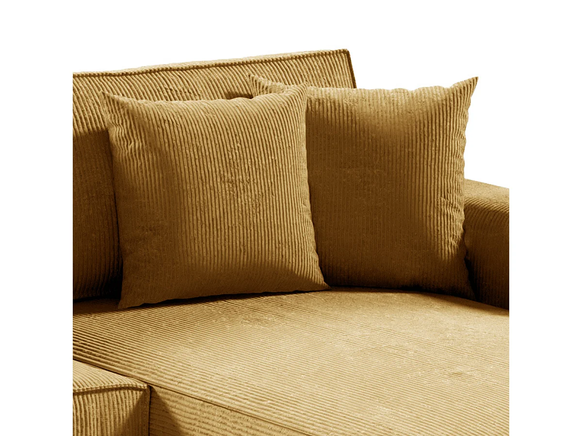 Canapé U 5 places convertible coffre Isaac velours côtelé Jaune