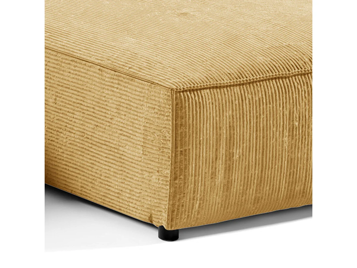 Canapé d'angle convertible 5 places avec coffre en velours jaune