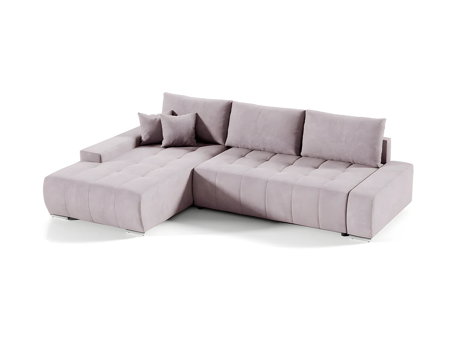 Canapé d'angle convertible gauche 4 places avec coffre Jonas Rose