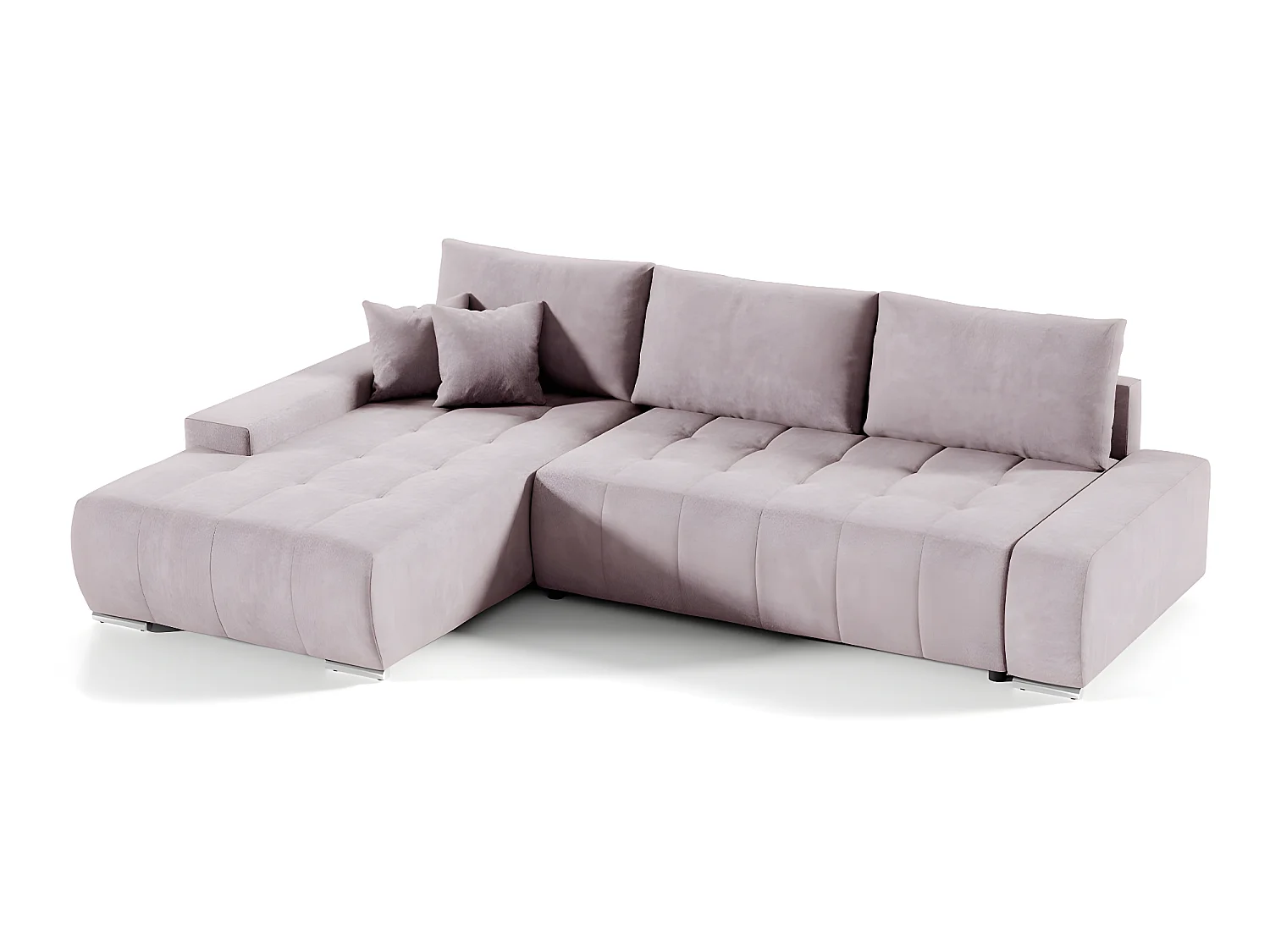 Canapé d'angle convertible gauche 4 places avec coffre Jonas Rose