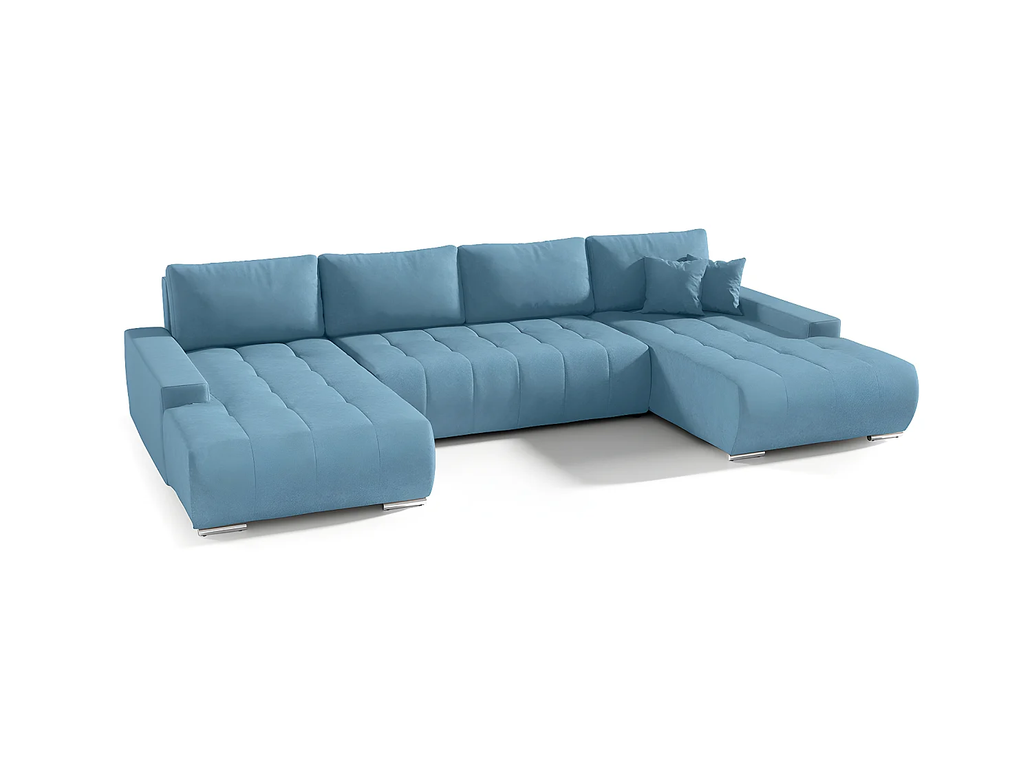 Canapé U 5 places convertible coffre Jonas Bleu