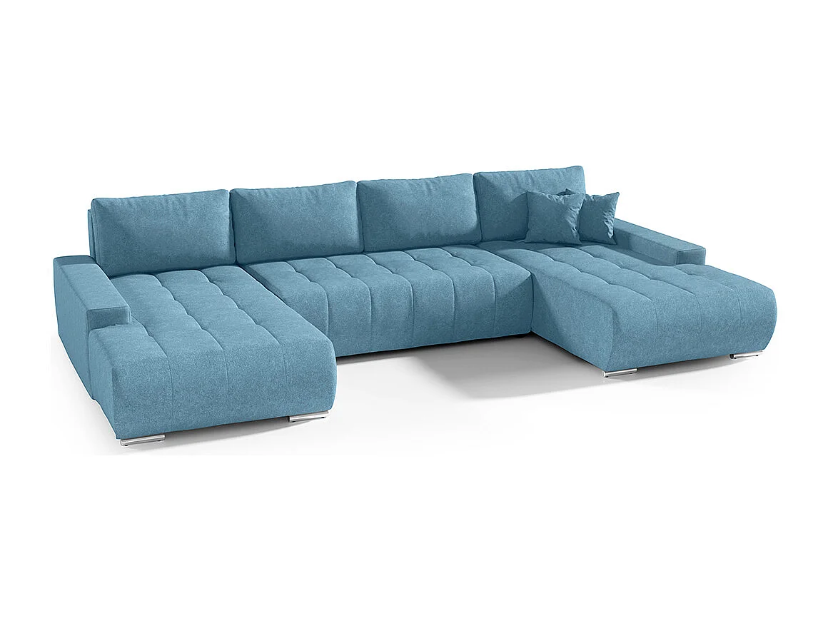 Canapé U 5 places convertible coffre Jonas Bleu