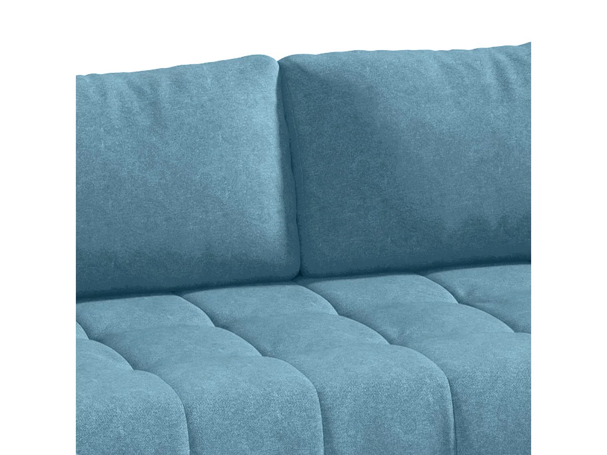 Canapé d'angle convertible 5 places avec coffre en tissu bleu