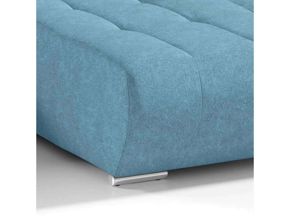Canapé d'angle convertible 5 places avec coffre en tissu bleu