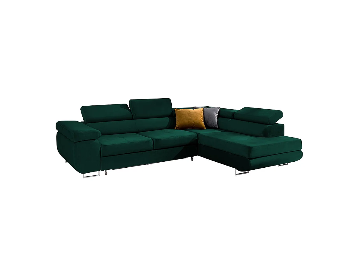 Canapé d'angle convertible 4 places en velours vert sapin WILSON