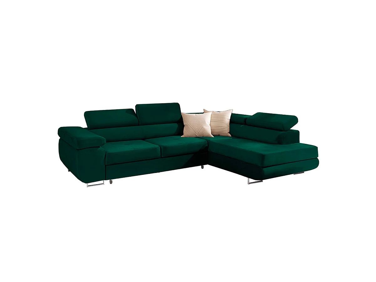 Canapé d'angle convertible 4 places en velours vert sapin WILSON