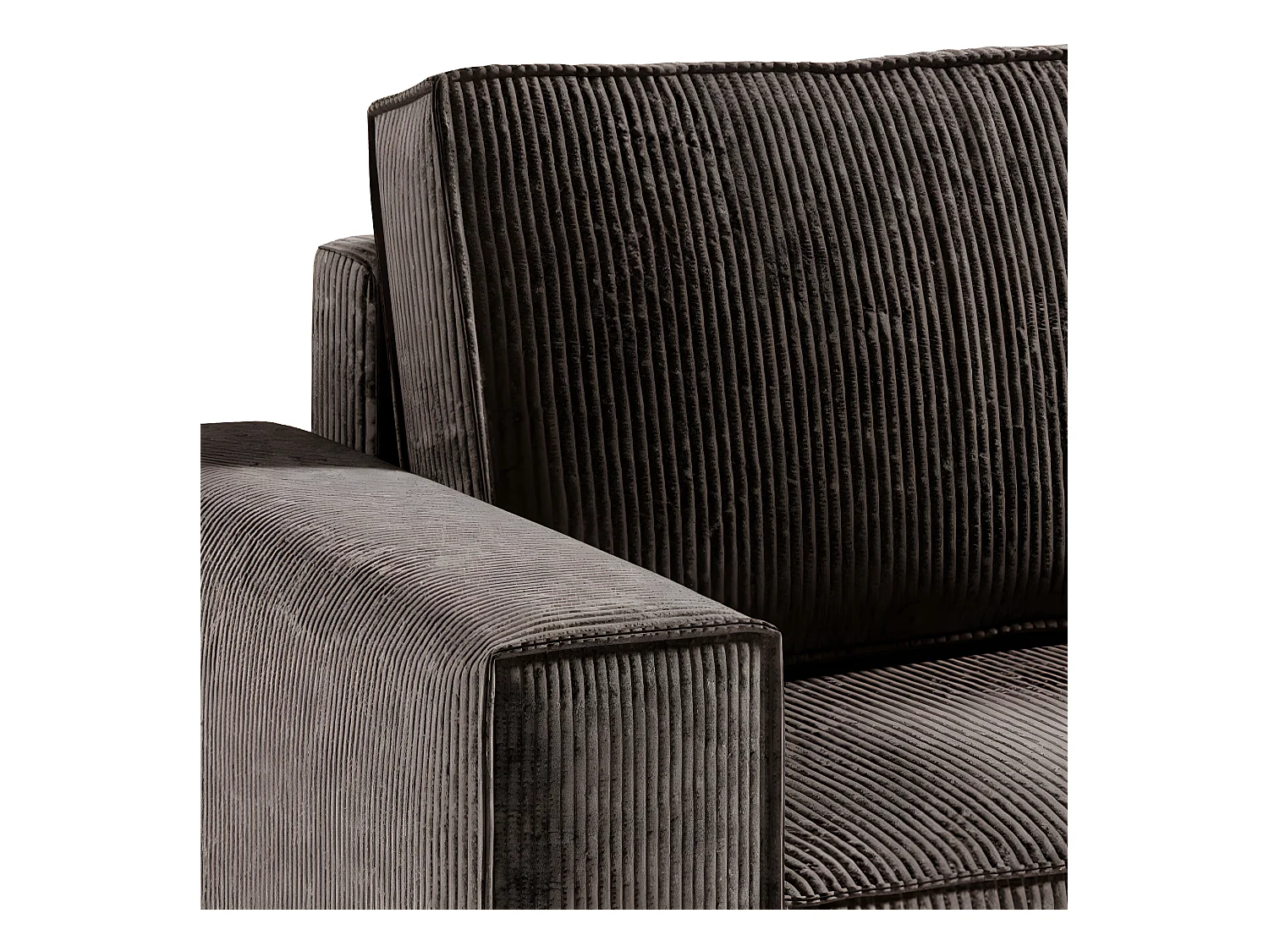 Canapé d'angle réversible et convertible 4 places avec coffre Isaac velours côtelé Marron