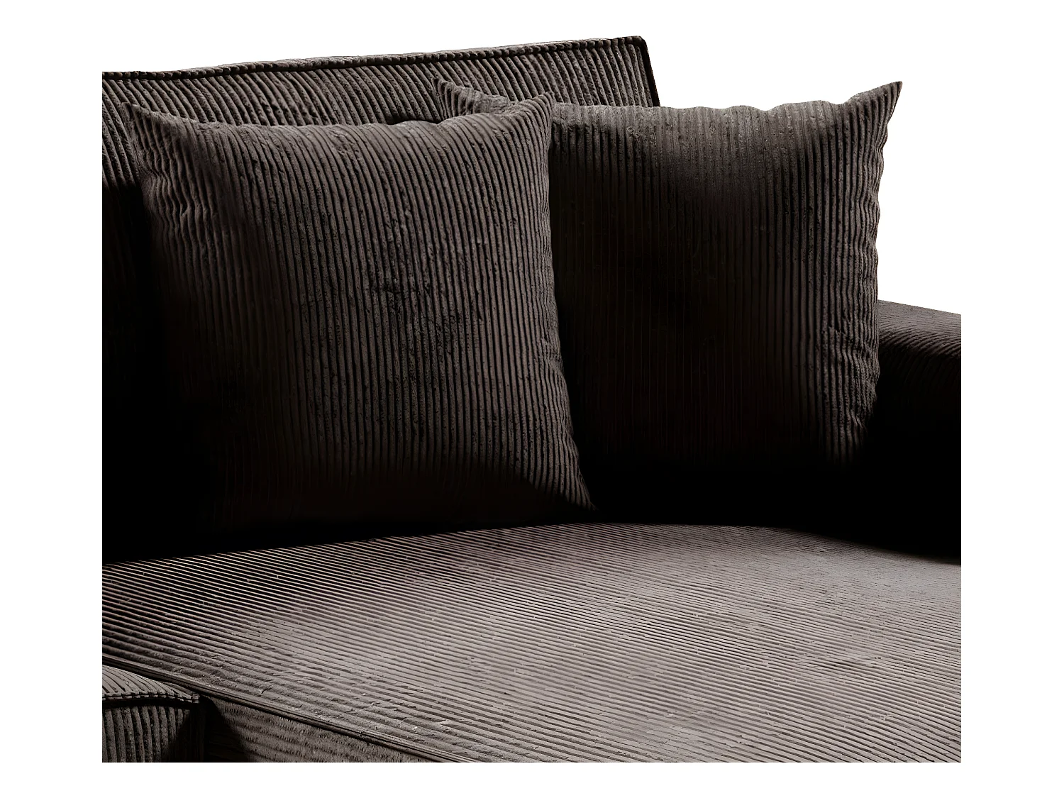 Canapé d'angle réversible et convertible 4 places avec coffre Isaac velours côtelé Marron