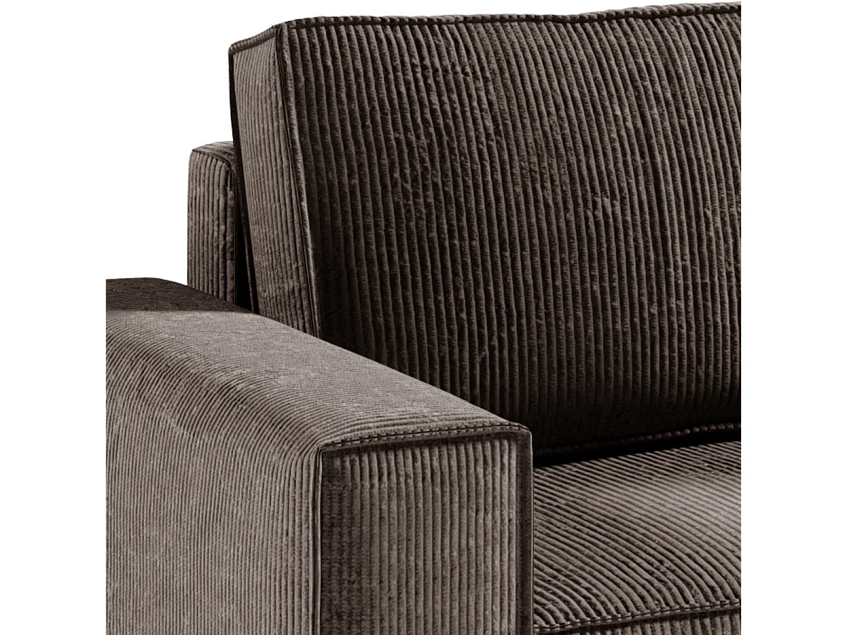 Canapé d'angle réversible et convertible 4 places avec coffre Isaac velours côtelé Marron