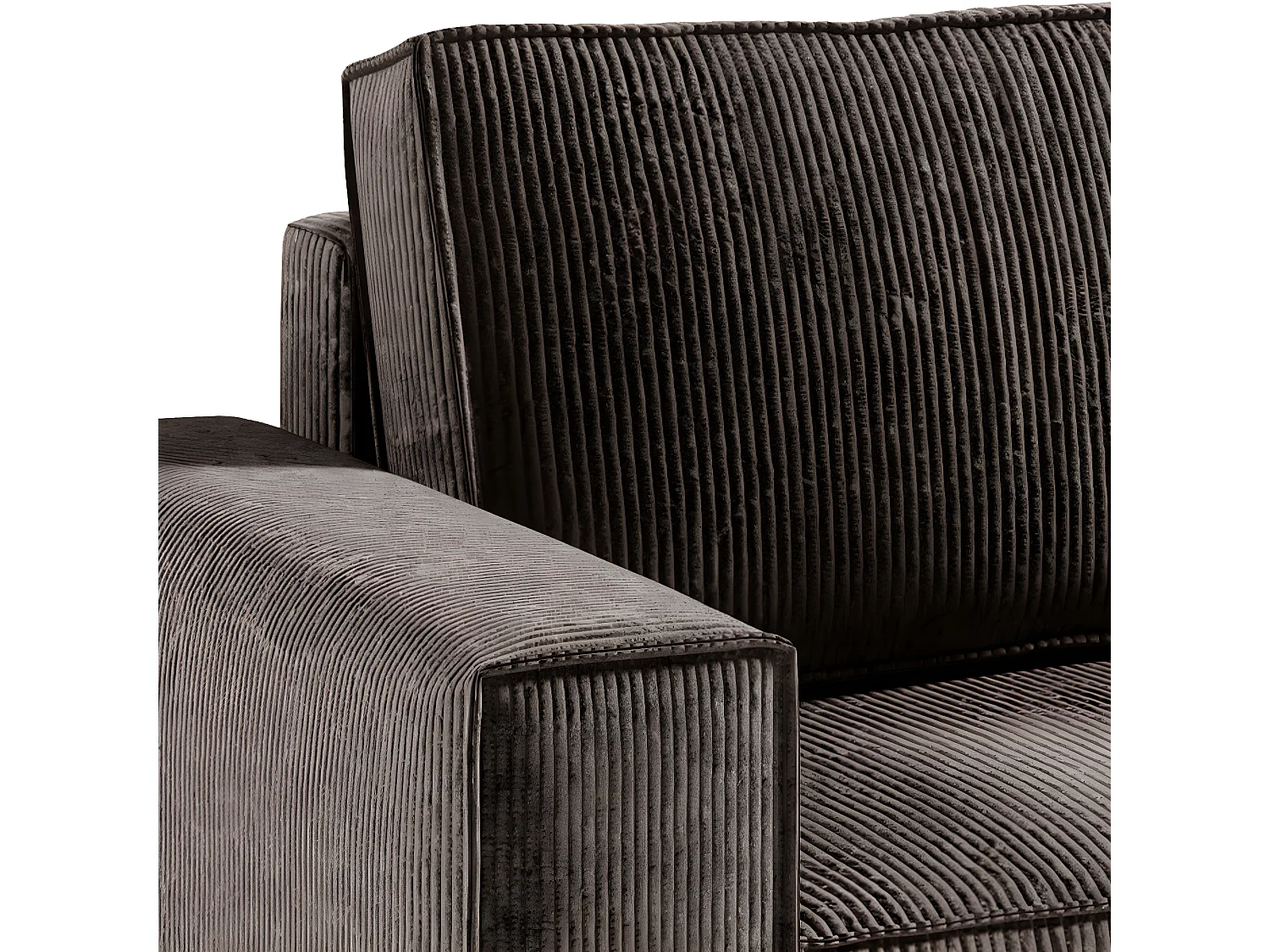 Canapé d'angle réversible et convertible 4 places avec coffre Isaac velours côtelé Marron