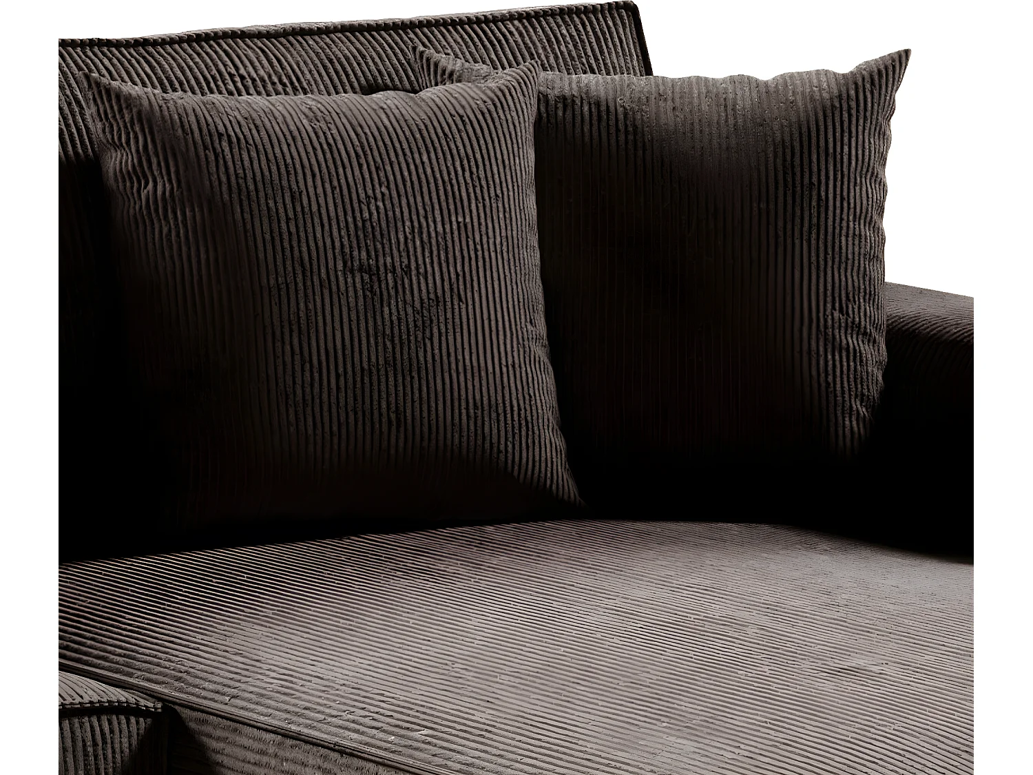 Canapé d'angle réversible et convertible 4 places avec coffre Isaac velours côtelé Marron