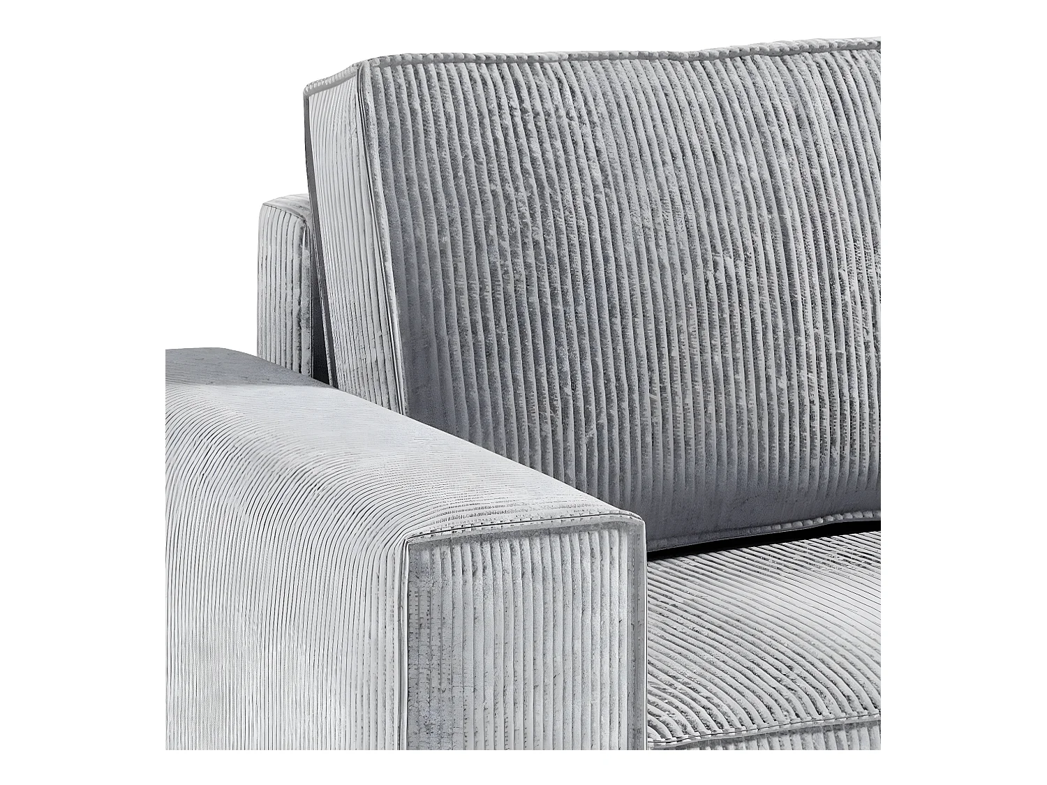 Canapé d'angle réversible et convertible 4 places avec coffre Isaac velours côtelé Gris Clair