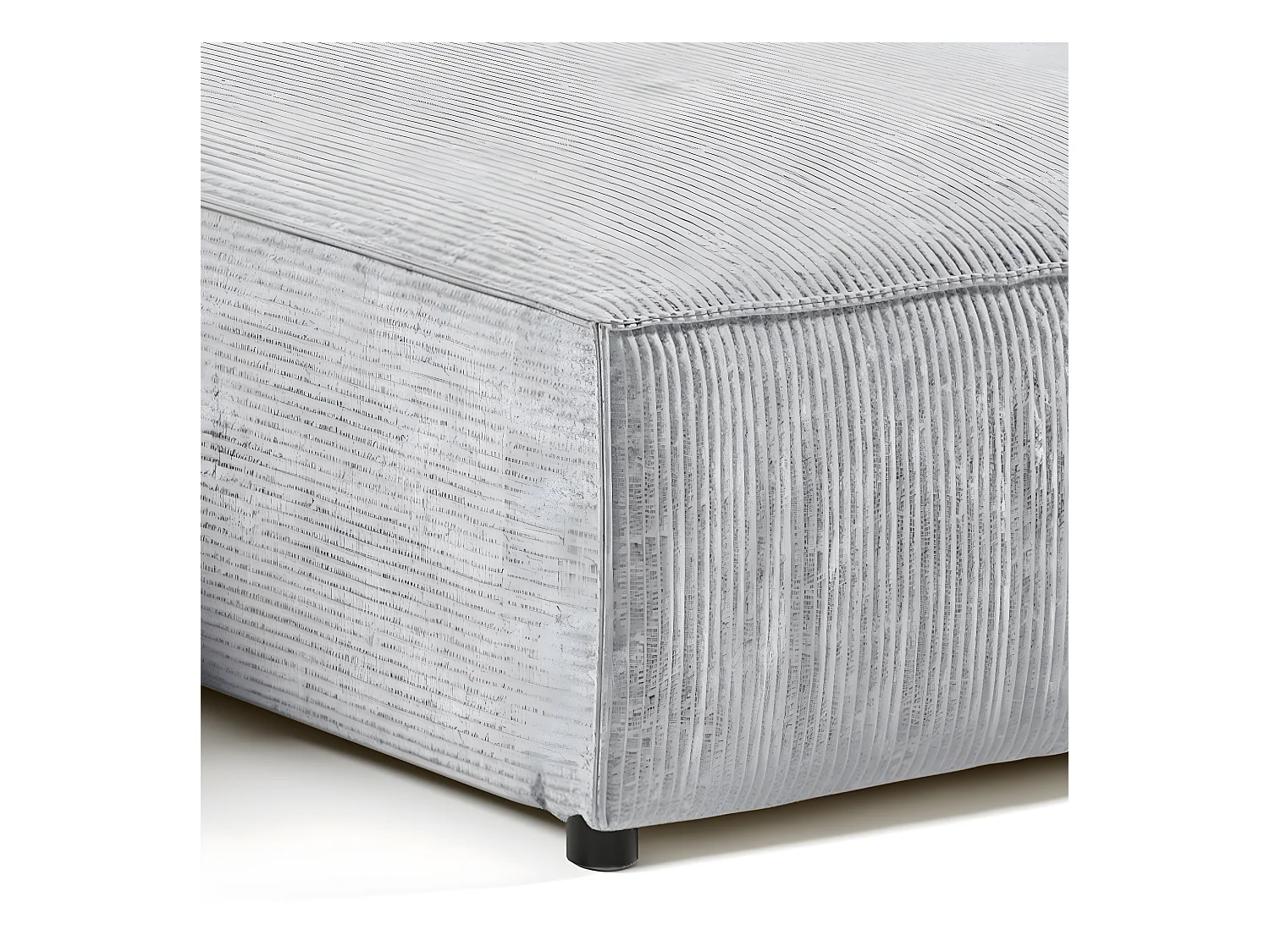 Canapé d'angle réversible et convertible 4 places avec coffre Isaac velours côtelé Gris Clair