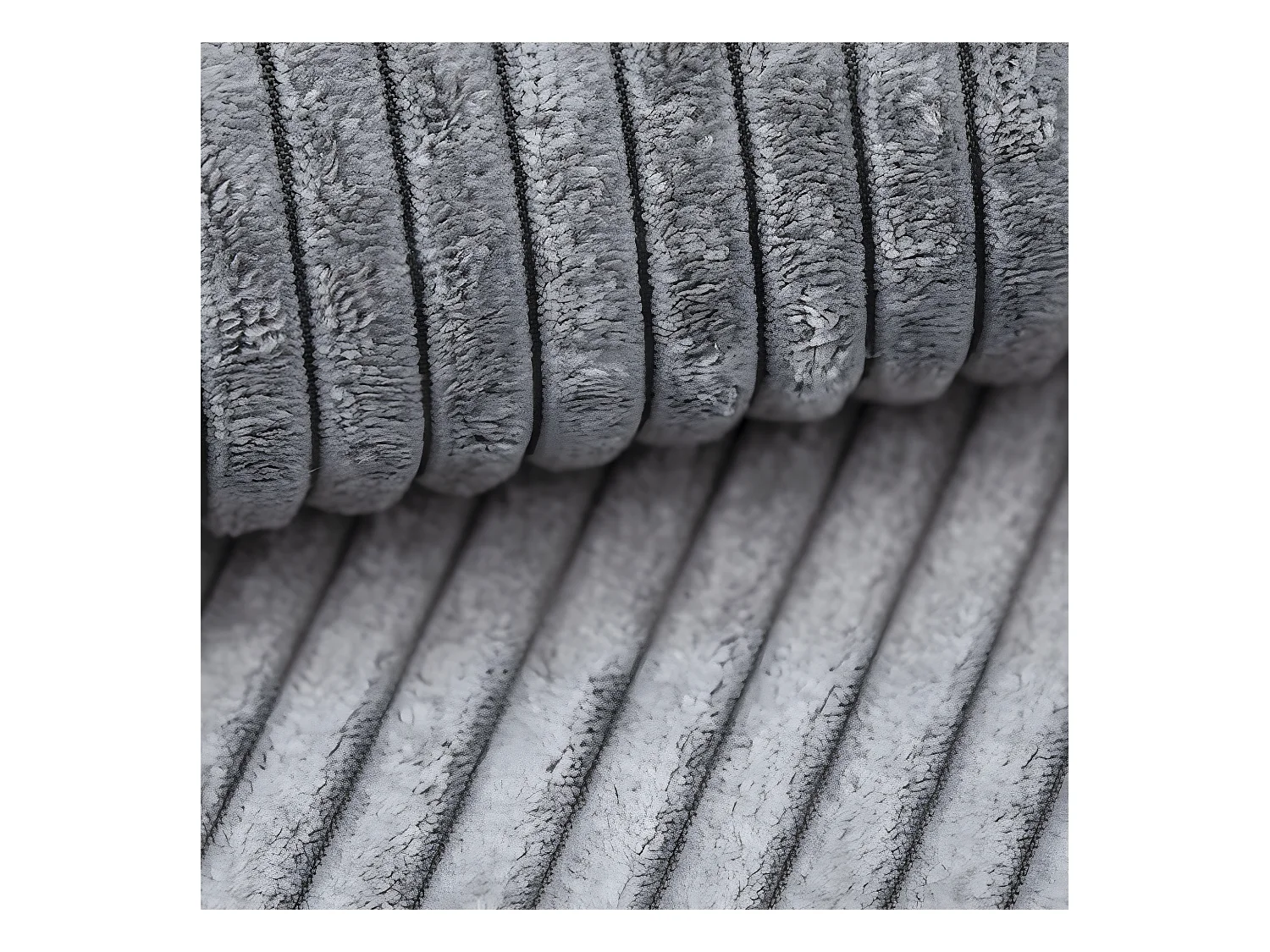 Canapé d'angle réversible et convertible 4 places avec coffre Isaac velours côtelé Gris Clair