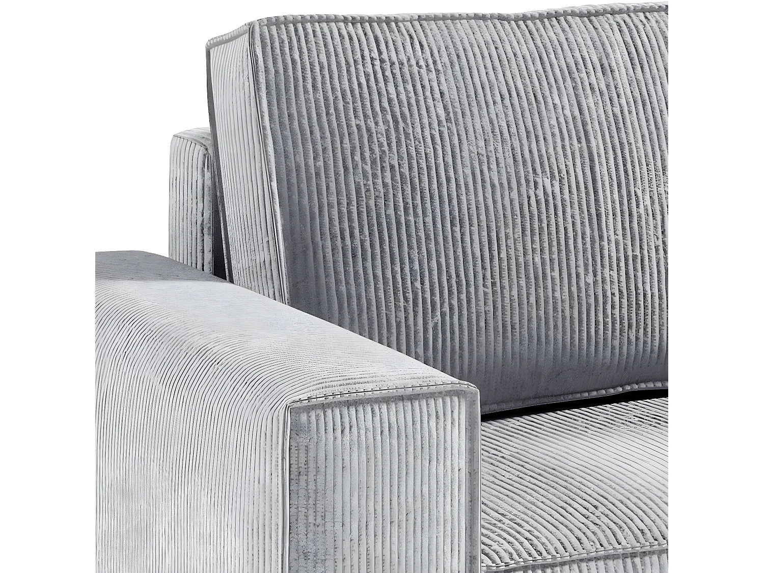 Canapé d'angle réversible et convertible 4 places avec coffre Isaac velours côtelé Gris Clair