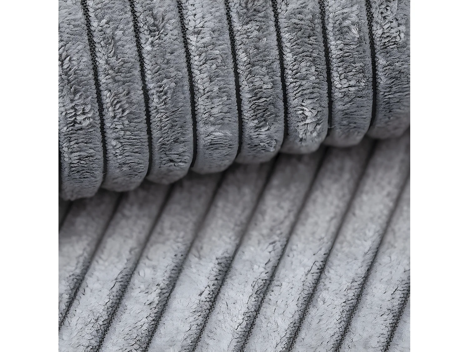 Canapé d'angle réversible et convertible 4 places avec coffre Isaac velours côtelé Gris Clair