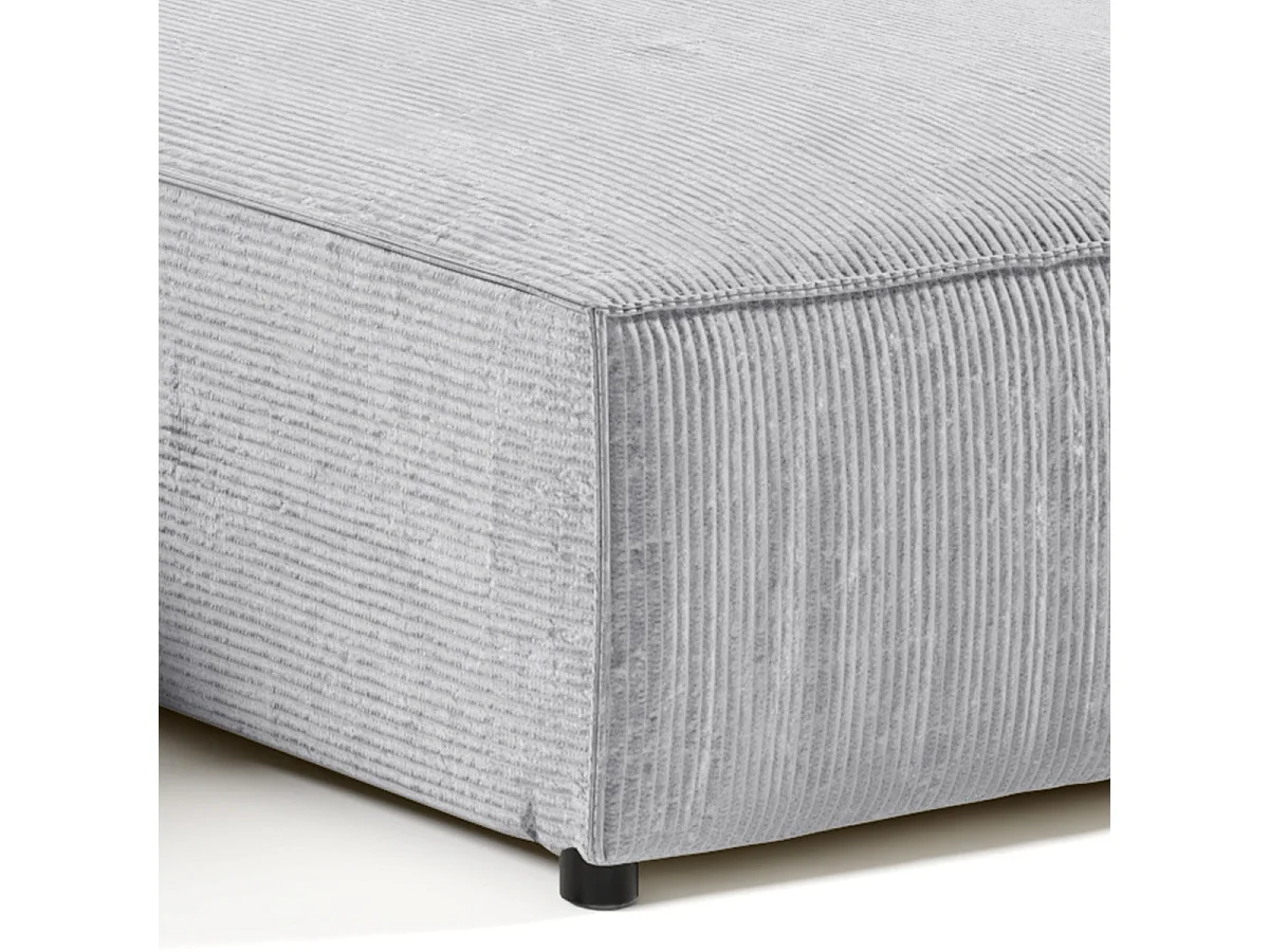 Canapé d'angle réversible et convertible 4 places avec coffre Isaac velours côtelé Gris Clair