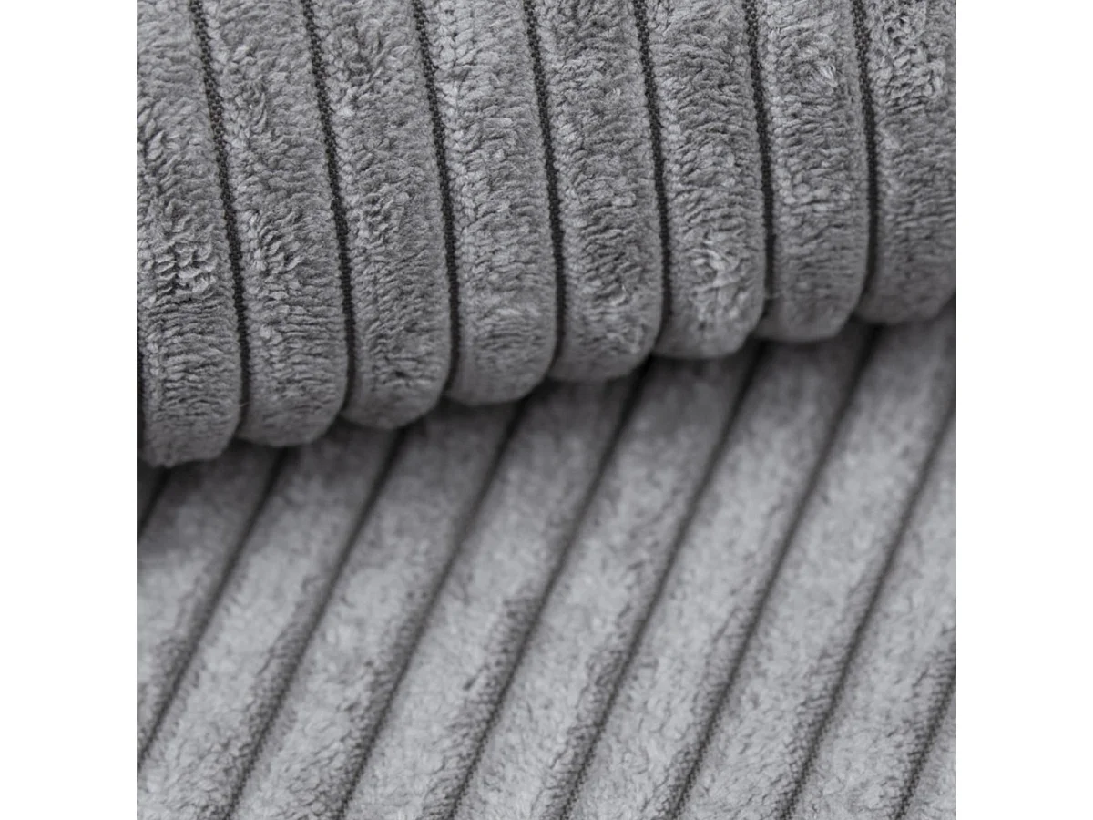 Canapé d'angle réversible et convertible 4 places avec coffre Isaac velours côtelé Gris Clair