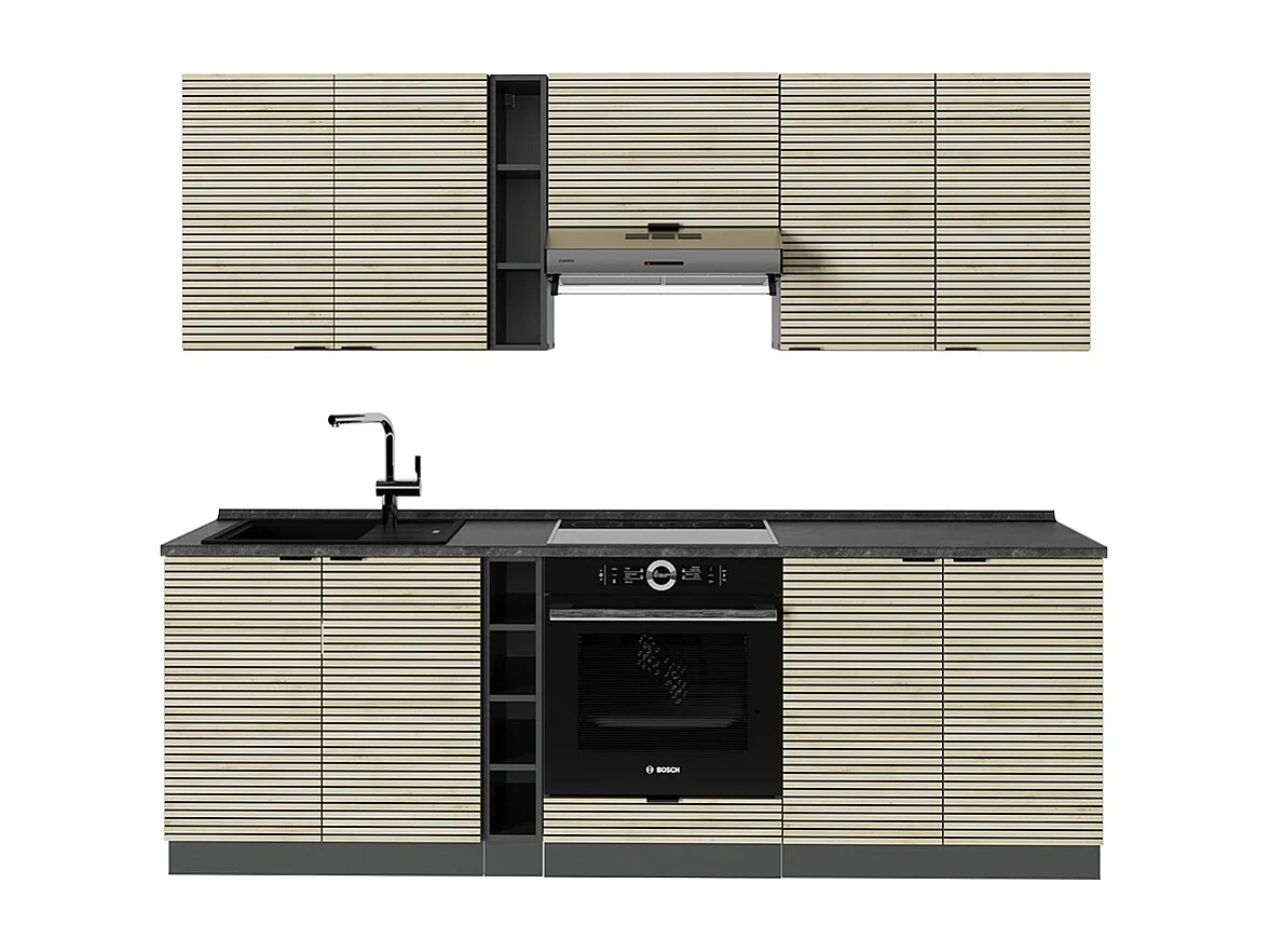 Mueble de cocina panel de roble/antracita 235x46x81.6 fame-line