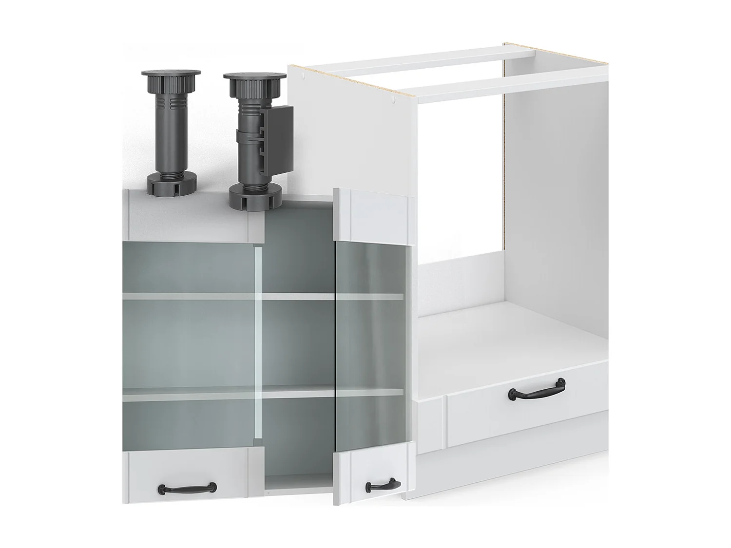 Cuisine en angle blanc campagne/blanc 287x60x81.6 fame-line