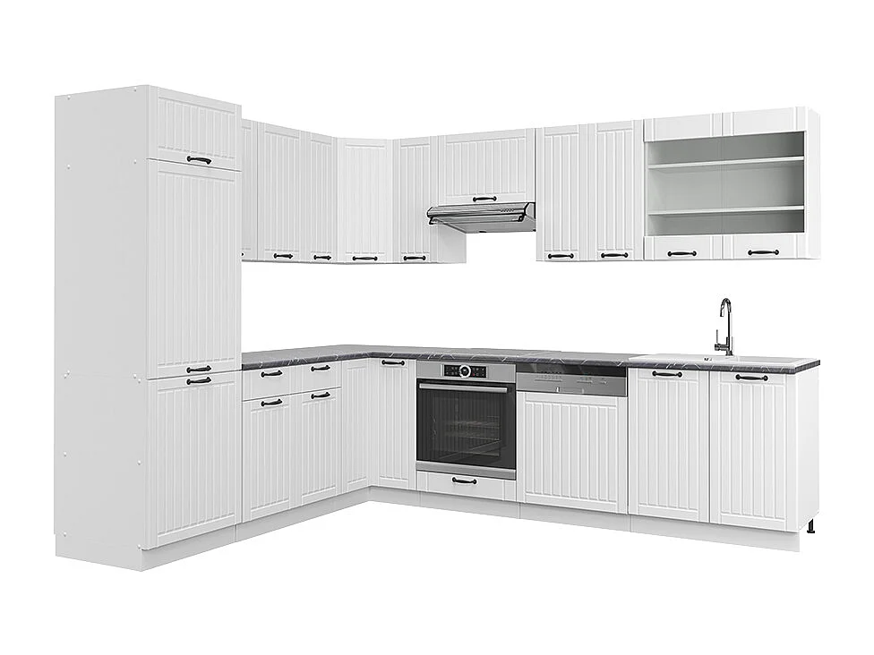 Cuisine en angle blanc campagne/blanc 287x60x81.6 fame-line