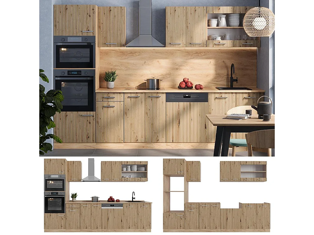 Küchenzeile artisan-eiche/goldkraft eiche 300x60x81.6 r-line