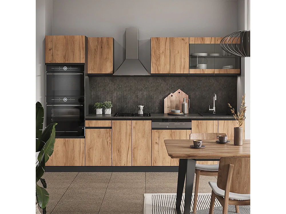 Cuisine chêne doré/anthracite 300x46x81.6 r-line