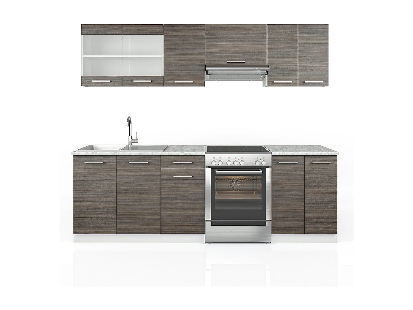 Ligne de cuisine gris noble/blanc 240x60x81.6 raul