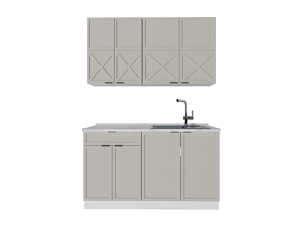 Cuisine grisbeige/blanc 140x60x81.6 fame-line