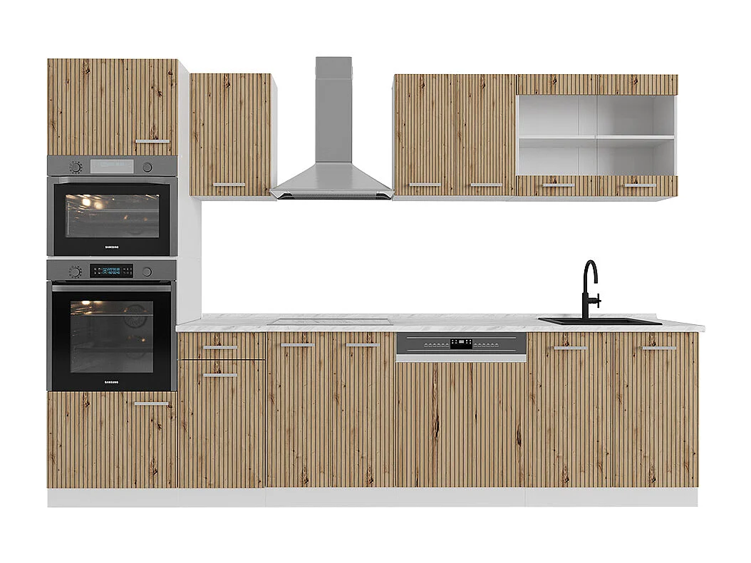 Mueble de cocina roble artesanal/blanco 300x60x81.6 r-line