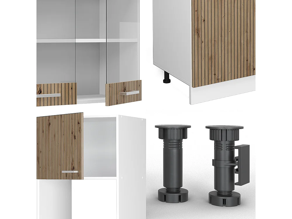 Mueble de cocina roble artesanal/blanco 300x60x81.6 r-line