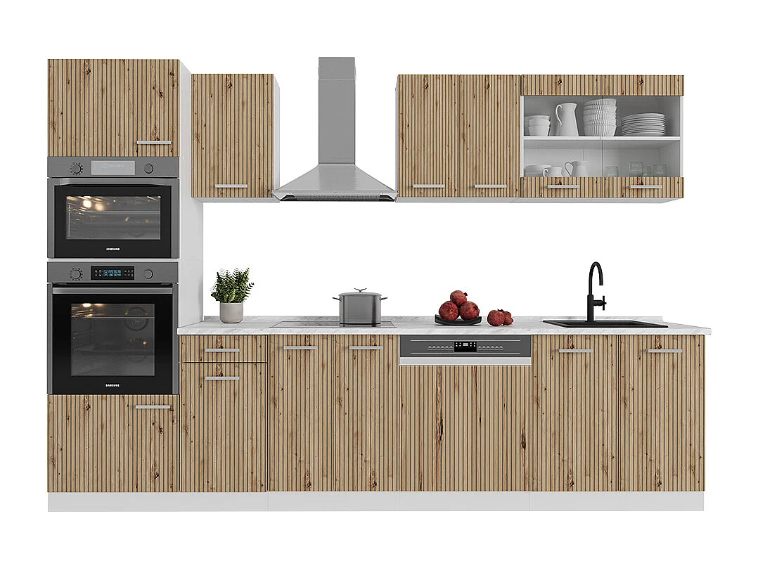 Cuisine artisan chêne/blanc 300x60x81.6 r-line